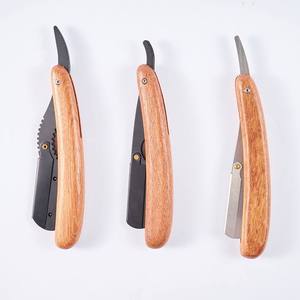 Wood Handle Straight <b>Razor</b> Stainless Steel Blade Single Blade For Face Shaving Smooth & Comfortable Professional - Product Image 4