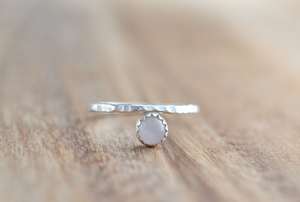 Sterling Silver Rose Quartz <b>Stacking</b> Ring 925 Silver 5mm Stone Minimalist Women Jewelry Handmade Wholesale Supplier - Product Image 2