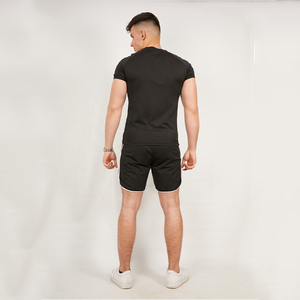 Ensemble deux pièces pour homme, chemise à manches courtes décontractée d'été, respirante, à imprimé numérique uni, tissée en satin, polyester/coton 300g - Product Image 3