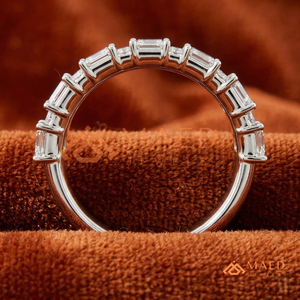 Bague de luxe en argent sterling 925 plaqué argent 14 carats avec cinq pierres de diamant et moissanite, alliance pour femme, bijoux de mariage - Product Image 3