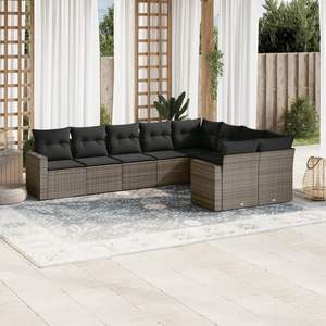 Conjunto de Sofás de Jardín de Ratán PE Gris y Acero con Recubrimiento en Polvo, Colección de Muebles Elegantes para Exteriores - Product Image 1