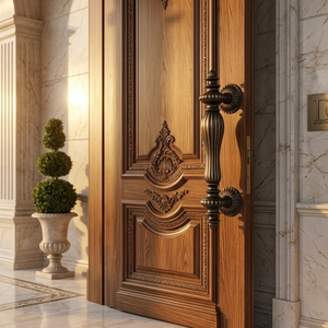 Manija de Puerta Exterior Moderna y Duradera de Latón Sólido Titan Premium |   Arquitectura Decorativa Acanalada para Hoteles Residenciales de Lujo - Product Image 3