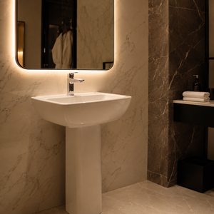 Lavabo Carré Moderne en Céramique Blanche avec Robinet à Levier, Évier Commercial en Granit 12L - Product Image 3