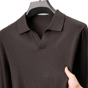 Haut de gamme luxe hommes 100% coton respirant Anti-rides pull sweat couleur unie tricoté pull hiver nouvelle vente chaude - Product Image 2