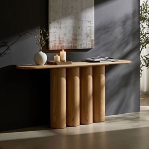 Consolle Moderna 66.93 con Gambe Cilindriche Uniche, Finitura Naturale per Ingresso, Soggiorno, Corridoio, Foyer o Studio - Product Image 5