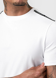 Men’s Custom White and Black Taped Casual Sportswear 2 Piece Gym Outfit- Quick-Dry Breathable Upscale OEM Summer Fitness Suit - Product Image 6