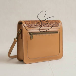 Sac bandoulière en cuir véritable de vachette, motif floral, sac à main vintage avec fermeture à boucle pour femme - Product Image 5