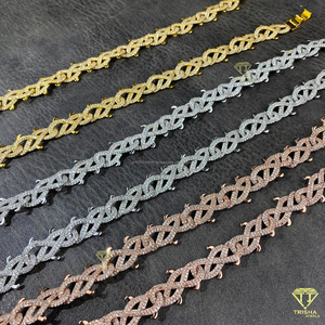 Luxury Hip Hop Jewelry <b>Men</b> Twisted Thorn <b>Chain</b> 925 Sterling Silver Moissanite <b>Diamond</b> Spiny Design Necklace - Product Image 4