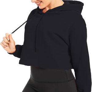 Sweat-shirt à capuche court chic pour femme, pull à manches longues élégant, haut décontracté streetwear, vêtement de sport moderne - Product Image 5