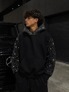 Survêtements à capuche personnalisés avec fermeture éclair et strass, streetwear d'hiver de haute qualité, marron, coupe régulière, unisexe, 100% coton molletonné 2 - Product Image 4