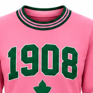 Sudadera Rosa de Mujer con Cuello Redondo y Diseño de Letras Bordadas, Manga Larga, Estilo Casual Universitario, Tejido de Punto - Product Image 3