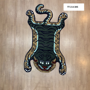 Tapis en laine tissés à la main en forme de tigre tibétain, motif peau d'animal exotique, tapis colorés en gros - Product Image 3