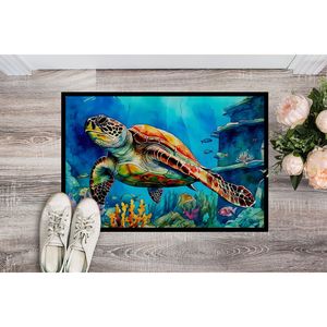 Tappeto Zerbino Tartaruga Marina Loggerhead Antiscivolo Lavabile a Pelo Corto per Interni/Esterni 24L X 36L Tappetino per Ingresso Porta Anteriore - Product Image 2