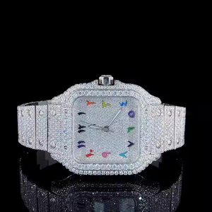 Reloj de Diamantes Moissanite Midnight Aura para Hombre, Diseño Analógico Elegante y Premium, Reloj de Diamantes Moissanite Empire Glow para Hombre - Product Image 1