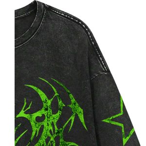 Custom Oversized Vintage Acid Wash T <b>Shirt</b> Gothic Skull Cross Graphic Print Heavyweight Cotton Harajuku <b>Y2K</b> Streetwear Men Women - Product Image 6