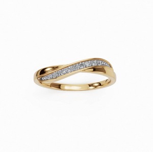 Bague de fiançailles élégante en diamant ondulé 0,180 carat, diamant rond FG VS, bande incurvée élégante pour bijoux de mariée et de mode - Product Image 4