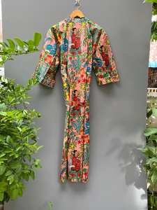 Bata Kimono de Algodón Estampada para Festival, Kaftán Artístico, Ropa de Estar por Casa - Product Image 4