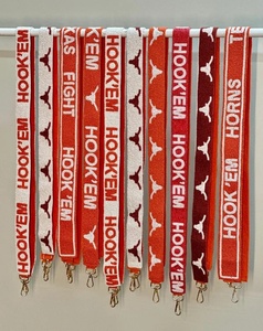 Premium Durable Beaded Fashion Black & <b>Red</b> Colorway Letter Strap White Trim Go Texans College High School Teams Sports Fan Strap - Product Image 3