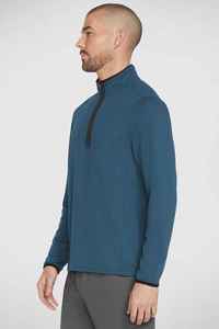 Sweat-shirt tricoté bleu pour homme, col montant zippé, coupe classique, respirant, pour l'automne, tenue décontractée, OEM ODM X Logo - Product Image 4