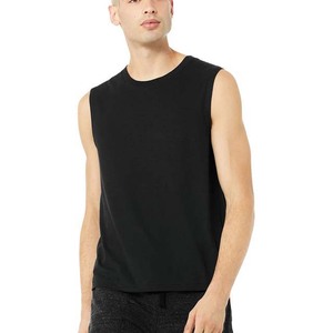 Débardeur noir sans manches à col rond pour homme, tricoté, couleur unie, style décontracté - Product Image 1
