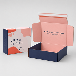 Boîte d'expédition ondulée rose marine imprimée en couleur pour l'emballage de produits cosmétiques et de soins de la peau - Product Image 1
