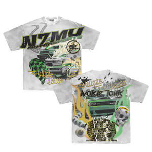 Camiseta de algodón vintage OEM para hombre y mujer, impresión gráfica personalizada, venta al por mayor, impresión personalizada, totalmente lavada al ácido, 350 gsm - Product Image 1