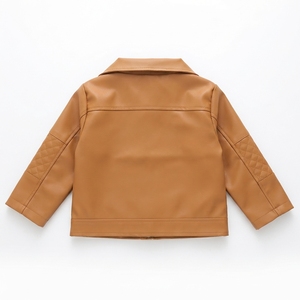 Blouson en cuir PU pour garçons, col montant, fermeture éclair, décontracté, écologique, imperméable, léger, vêtements d'extérieur pour enfants, vente en gros - Product Image 2