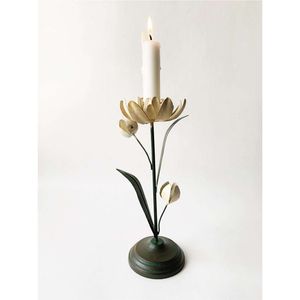 Candelabro decorativo de hierro B2B, estilo antiguo con hojas y flores, para una sola vela, ideal para decoración de bodas, eventos y fiestas de lujo. - Product Image 3
