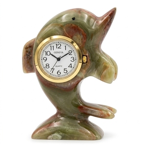 Reloj de Pared de Ónix Verde Estilo Antiguo Clásico con Diseño de Delfín, Sonido de Campana Cada Hora, Pantalla de Cuarzo con Agujas, 6 Pulgadas, Precio de Fábrica - Product Image 1
