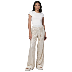 New European American Women's Summer Spandex Anti-Wrinkle Vintage Fashion <b>Pants</b> Sparkling <b>Sequin</b> Loose Fit Straight Leg Trousers - Product Image 5