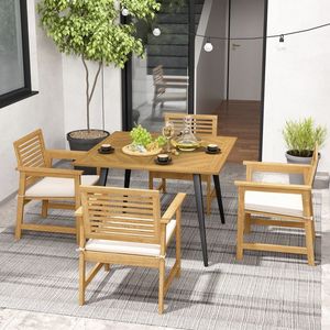 Tavolo da Pranzo per Esterni in Legno di Acacia per 4 Persone, Ideale per Giardino, Bordo Piscina e Cortile - Product Image 3