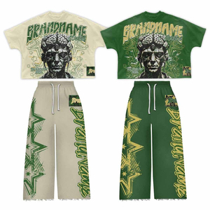 ชุดเสื้อยืดและกางเกงผ้าฝ้ายสีดำสไตล์สตรีทสำหรับผู้ชาย เป็นมิตรกับสิ่งแวดล้อม คอกลม ระบายอากาศได้ดี เหมาะสำหรับฤดูร้อน รับสกรีนโลโก้ คุณภาพสูง - Product Image 4