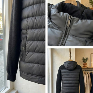 High Quality <b>Men's</b> <b>Cardigan</b> Down Jacket Black Color Nylon Polyester Cotton Filling Windproof Puffer Down Jacket For Adult - Product Image 4