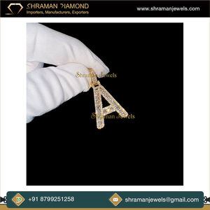 Colgante de Oro Sólido de 10k Hecho a Mano con Inicial, Collar con Letra del Alfabeto y Diamantes Cultivados en Laboratorio, Regalo Fino y Moderno Personalizado, Dijes de Letras - Product Image 3