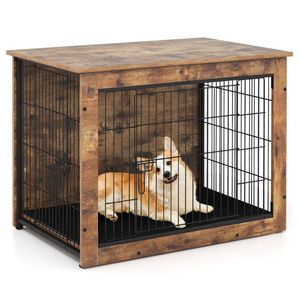 <b>Small</b>/Medium Dog Crate Furniture with <b>Cushion</b> and Double Doors Pet Houses & Furniture - Product Image 2
