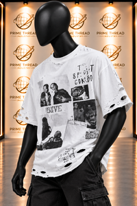 Wholesale Custom <b>Vintage</b> Distressed <b>Graphic</b> T Shirt Men Oversized T-Shirts Heavyweight Cotton Ripped Boxy Fit Streetwear <b>Tee</b> - Product Image 6