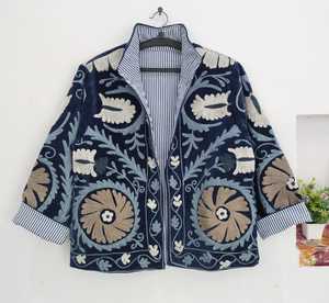 Indian Women's Reversible Embroidered <b>Jacket</b> Velvet Suzani Handmade Boho Floral Coat <b>Hippie</b> Festival Outwear Suzani Short Blazer - Product Image 5