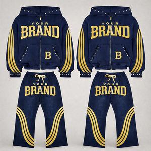 Kids Heavyweight Stacked Tracksuits Diamond Zip <b>up</b> Streetwear Sweatpants and Hoodie <b>Boys</b> Clothing Sets Manufacturer - Product Image 5