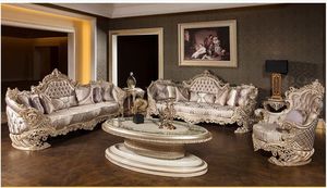 Muebles de sala de estar italianos tallados a mano, compre un juego de sofás de 5 plazas con acabado en oro antiguo, conjunto para sala de estar para decoración del hogar. - Product Image 5
