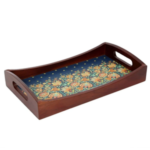 Elegante Bandeja de Servir de Madera con Diseño Botánico |   Bandeja Rectangular Decorativa para Té, Café y Aperitivos, para Mesa de Comedor, Decoración del Hogar y Regalos - Product Image 1