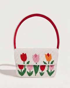 Sac à bandoulière brodé de perles pour femme, motif géométrique bohème, design floral, sangle unique, toutes saisons, usage quotidien - Product Image 4