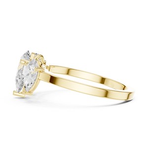 Bague Intelligente en Or Massif 14K avec Diamant de Laboratoire Taille Poire 1 Carat Qualité Export, Certifié IGI, avec Pierre Latérale Poire, Design Moderne et Élégant - Product Image 5