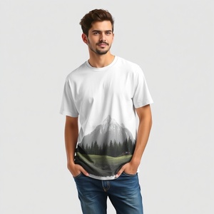 T-shirt en maille pour homme, coupe classique, 100 % coton épais, avec des caractéristiques respirantes et écologiques - Product Image 2