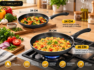 Poêle à frire antiadhésive en aluminium SKUAS 24 cm 26 cm avec poignée ergonomique pour cuisinière à gaz et cuisson à induction - Product Image 1