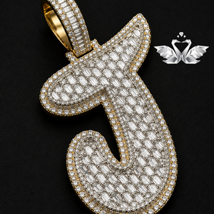 Colgante Personalizado con Letra J, Plata de Ley 925, Moissanita VVS, Joyería Hip Hop - Product Image 1