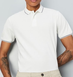 Polo pour homme en coton polyéster, motif rayé tendance mondial, col tricoté, haute élasticité, maintien de la forme, design moderne - Product Image 3