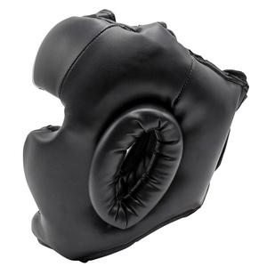 Protège-tête de boxe en cuir PU noir avec visière transparente, protection intégrale du visage, casque de sport unisexe pour adultes pour l'entraînement MMA - Product Image 3