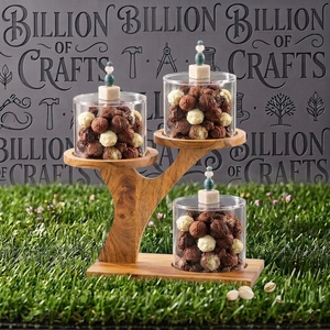 Clear Plexi <b>Acrylic</b> Apothecary Jars with Wooden Stand Cylindrical <b>Storage</b> Canisters with Lids for gifts ramada chocolate display - Product Image 1