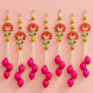 Nuevo adorno colgante de pared con diseño de capullo de loto y perlas, ideal para decoración del hogar, Haldi y Mehndi. - Product Image 5