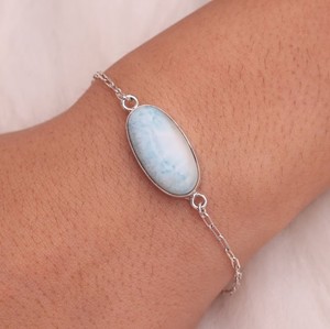Bracelet unisexe en argent sterling 925 avec motif en forme de clé en pierre précieuse Larimar pour les fêtes, les mariages et les anniversaires-Cadeau de bijoux en or - Product Image 6